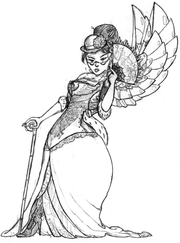 Steampunk Rapper Lady Minx Coloring Page